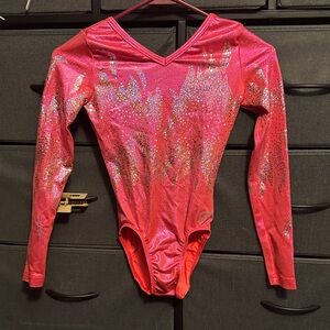 GK Shiny Red and Silver Leotard
